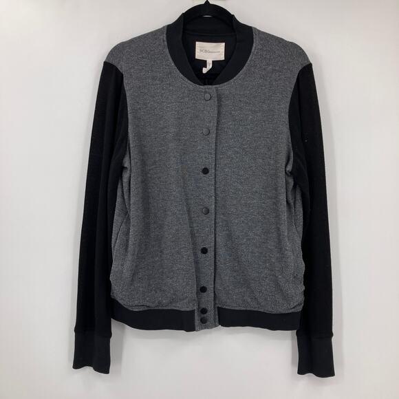 BCBGeneration Gray Black Lined Body Coat Snap Pockets Light Bomber Jacket READ - Picture 1 of 7